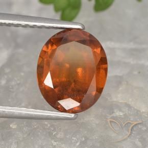 2.46 ct Orange Hessonite Garnet Stone, Natural Hessonite Garnet in Oval Facet Shape for Sale