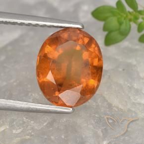 2.68 ct Orange Hessonite Garnet Stone, Natural Hessonite Garnet in Oval Facet Shape for Sale
