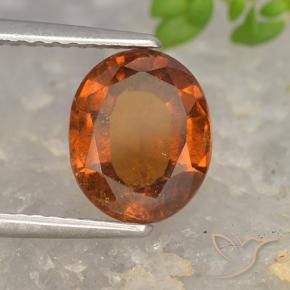 2.37 ct Orange Hessonite Garnet Stone, Natural Hessonite Garnet in Oval Facet Shape for Sale
