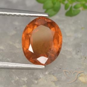 2.04 ct Orange Hessonite Garnet Stone, Natural Hessonite Garnet in Oval Facet Shape for Sale