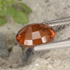 Hessonite Garnet Gemstone in 9 x 7 mm (calibrated) Size for Sale, Hessonite Garnet Stone in Medium-Dark Orange Color