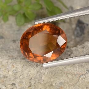 2.37 ct Orange Hessonite Garnet Stone, Natural Hessonite Garnet in Oval Facet Shape for Sale