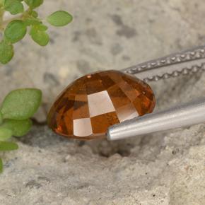 Hessonite Garnet Gemstone in 9 x 7.5 mm Size for Sale, Hessonite Garnet Stone in Medium-Dark Orange Color