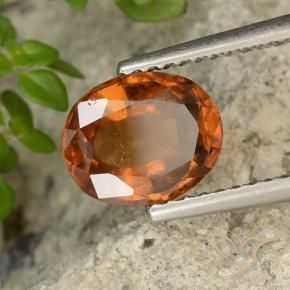 1.92 ct Orange Hessonite Garnet Stone, Natural Hessonite Garnet in Oval Facet Shape for Sale