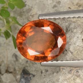 2.33 ct Orange Hessonite Garnet Stone, Natural Hessonite Garnet in Oval Facet Shape for Sale