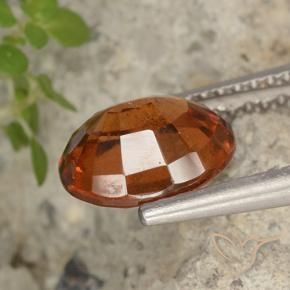 Hessonite Garnet Gemstone in 8.7 x 7.3 mm Size for Sale, Hessonite Garnet Stone in Amber Orange Color