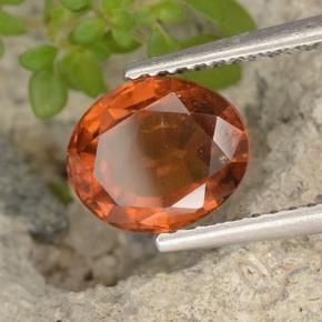 2.14 ct Orange Hessonite Garnet Stone, Natural Hessonite Garnet in Oval Facet Shape for Sale