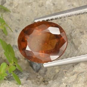 3.05 ct Orange Hessonite Garnet Stone, Natural Hessonite Garnet in Oval Facet Shape for Sale