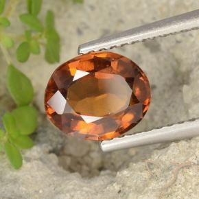 1.69 ct Orange Hessonite Garnet Stone, Natural Hessonite Garnet in Oval Facet Shape for Sale