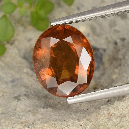 2.74 ct Orange Hessonite Garnet Gemstone, Hessonite Garnet Gem in Oval Facet Shape for Sale.