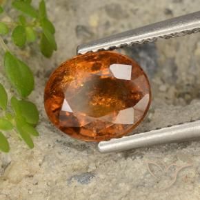 1.79 ct Orange Hessonite Garnet Stone, Natural Hessonite Garnet in Oval Facet Shape for Sale