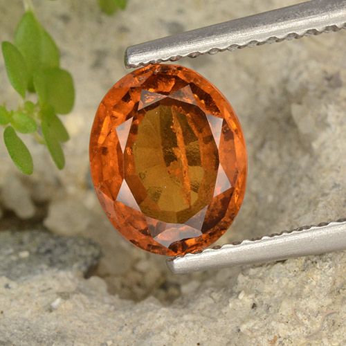1.76ct Natural Amber Orange Hessonite Garnet, Oval, VS-SI