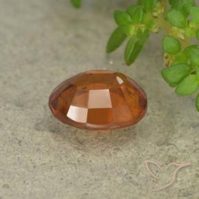 Hessonite Garnet Gemstone in 8.2 x 6.9 mm Size for Sale, Hessonite Garnet Stone in Medium-Dark Orange Color