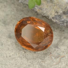 2.14 ct Orange Hessonite Garnet Stone, Natural Hessonite Garnet in Oval Facet Shape for Sale