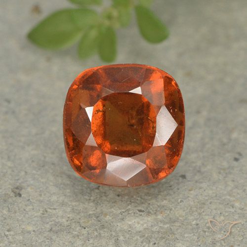 1.83ct Natural Medium Orange Hessonite Garnet, Cushion, VS-SI
