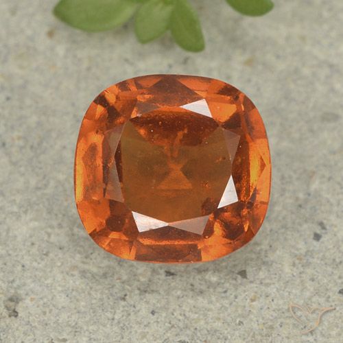 1.80ct Natural Deep Orange Hessonite Garnet, Cushion, VS-SI