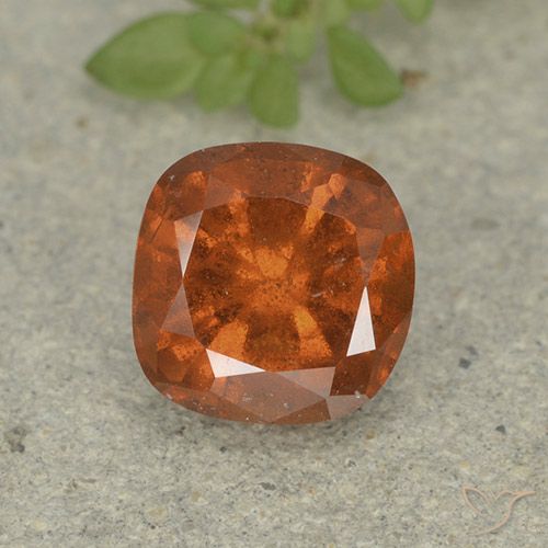 1.74ct Natural Medium Orange Hessonite Garnet, Cushion, VS-SI