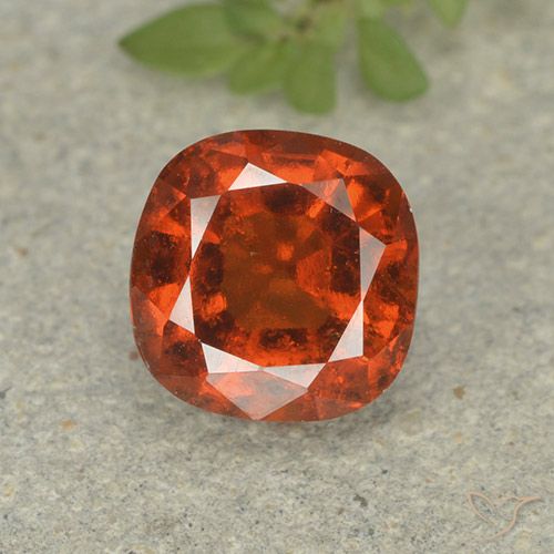 1.92ct Natural Dark Orange Hessonite Garnet, Cushion, VS-SI