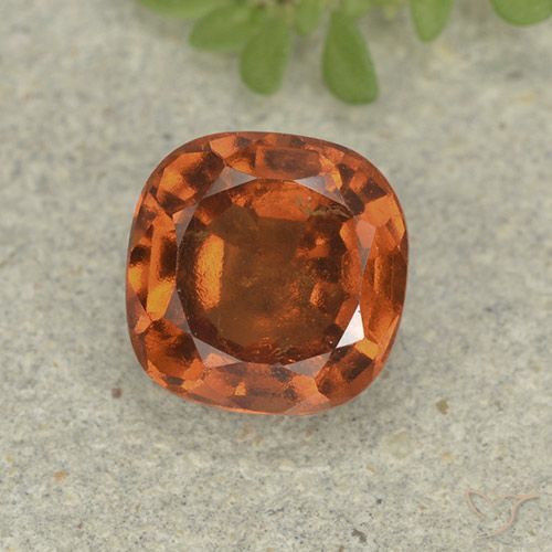 1.80ct Natural Medium Orange Hessonite Garnet, Cushion, VS-SI