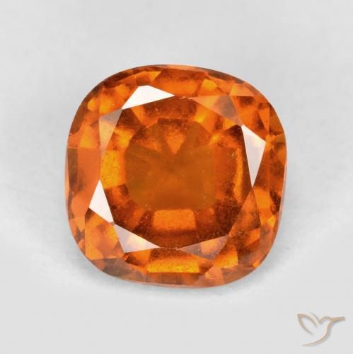 1.79ct Natural Medium Orange Hessonite Garnet, Cushion, VS