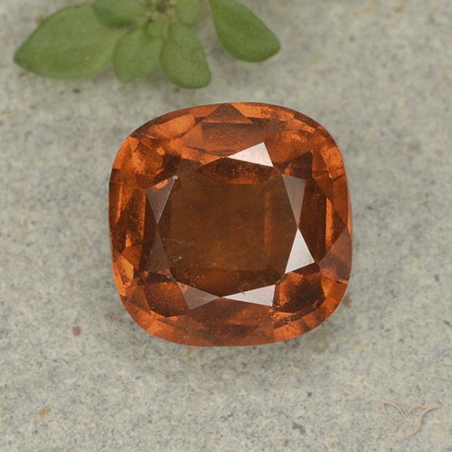 1.86ct Natural Amber Orange Hessonite Garnet, Cushion, VS