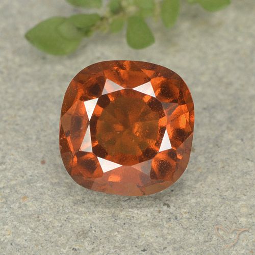 1.75ct Natural Amber Orange Hessonite Garnet, Cushion, VS