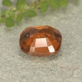 Hessonite Garnet Gemstone in 7.3 x 7.2 mm Size for Sale, Hessonite Garnet Stone in Medium-Dark Orange Color