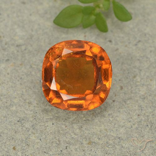 1.80ct Natural Medium Orange Hessonite Garnet, Cushion, VS