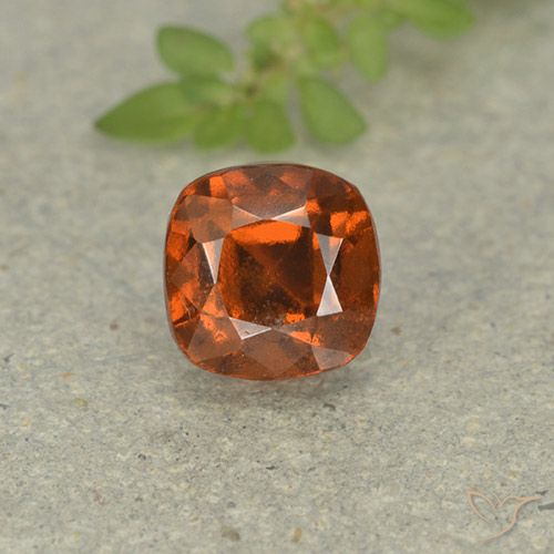 1.92ct Natural Medium Orange Hessonite Garnet, Cushion, VS