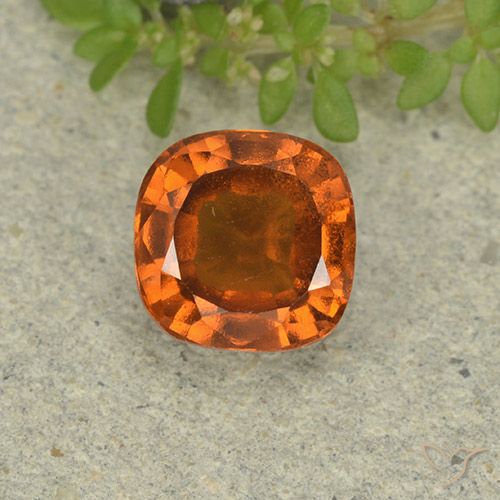 1.78ct Natural Medium Orange Hessonite Garnet, Cushion, VVS-VS
