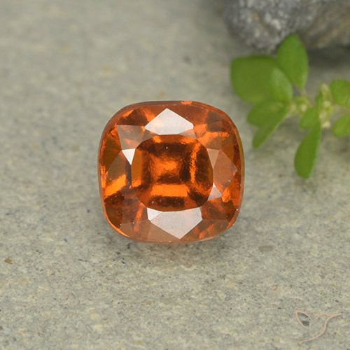 1.71ct Natural Yellowish Orange Hessonite Garnet, Cushion, VVS-VS