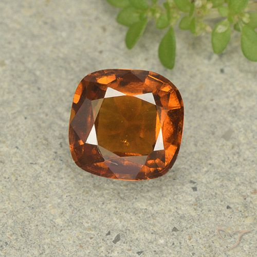 1.60ct Natural Deep Orange Hessonite Garnet, Cushion, VS