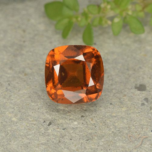 1.90ct Natural Deep Orange Hessonite Garnet, Cushion, VVS-VS