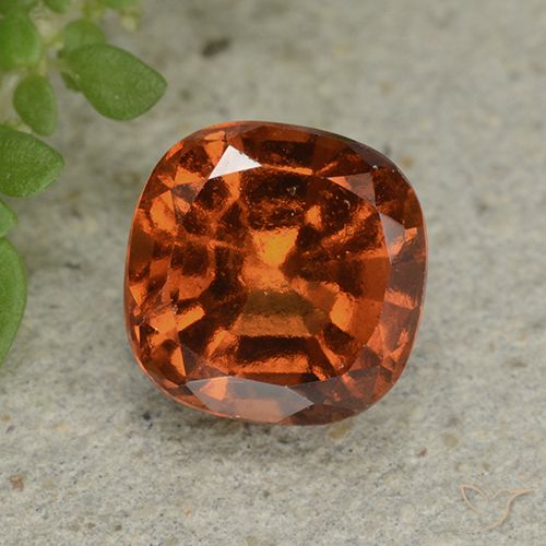 1.94ct Natural Medium Orange Hessonite Garnet, Cushion, VS