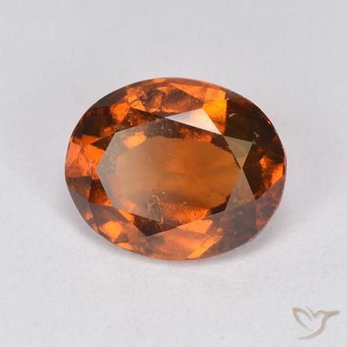 2.13 ct Orange Hessonite Garnet Stone, Natural Hessonite Garnet in Oval Facet Shape for Sale