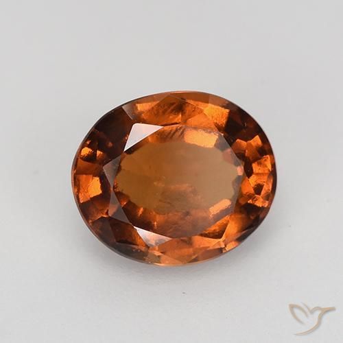 1.57 ct Orange Hessonite Garnet Stone, Natural Hessonite Garnet in Oval Facet Shape for Sale