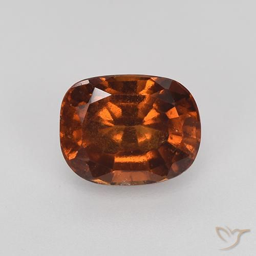 1.89 ct Brown Hessonite Garnet, 8 x 6.3 mm Cushion Cut From Sri Lanka, Photo A