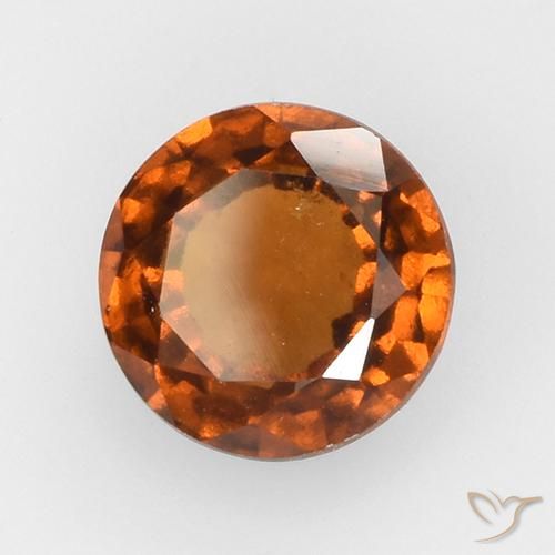 2.58 ct Orange Hessonite Garnet Stone, Natural Hessonite Garnet in Round Facet Shape for Sale