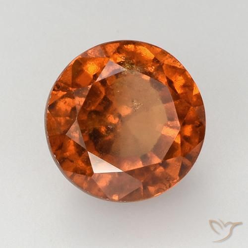 4.10 ct Orange Hessonite Garnet Stone, Natural Hessonite Garnet in Round Facet Shape for Sale