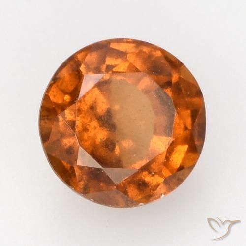 1.72 ct Orange Hessonite Garnet Stone, Natural Hessonite Garnet in Round Facet Shape for Sale