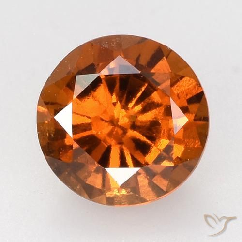 Deep Orange Hessonite Garnet Gem - 1.6ct Round Facet (ID: 519107)