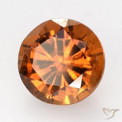1.61 ct Orange Hessonite Garnet Stone, Natural Hessonite Garnet in Round Facet Shape for Sale