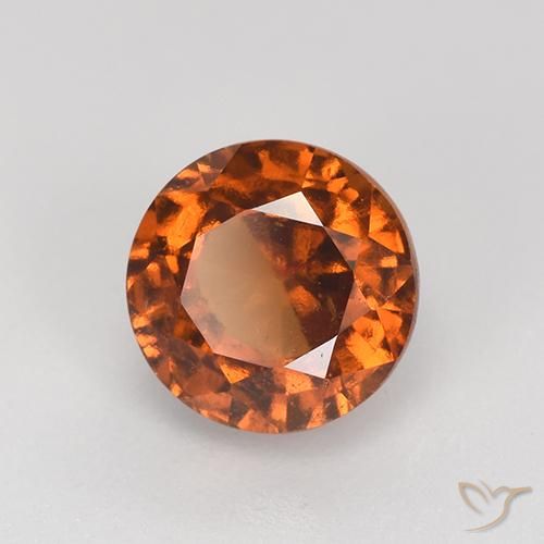 2.16 ct Orange Hessonite Garnet Stone, Natural Hessonite Garnet in Round Facet Shape for Sale