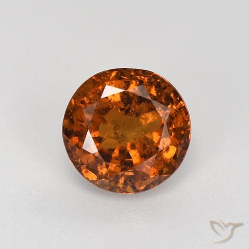 1.76ct Natural Reddish Orange Hessonite Garnet, Round, VS-SI
