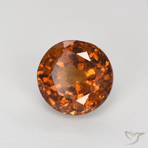 1.76 ct Orange Hessonite Garnet Stone, Natural Hessonite Garnet in Round Facet Shape for Sale