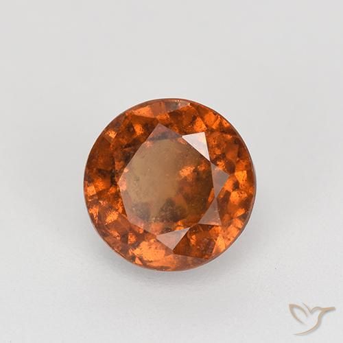 1.83 ct Orange Hessonite Garnet Stone, Natural Hessonite Garnet in Round Facet Shape for Sale