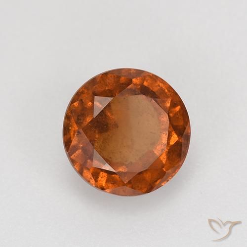 1.85 ct Orange Hessonite Garnet Stone, Natural Hessonite Garnet in Round Facet Shape for Sale