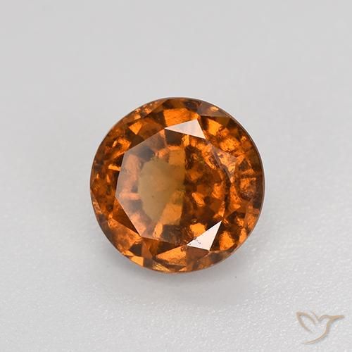 1.64 ct Orange Hessonite Garnet Stone, Natural Hessonite Garnet in Round Facet Shape for Sale