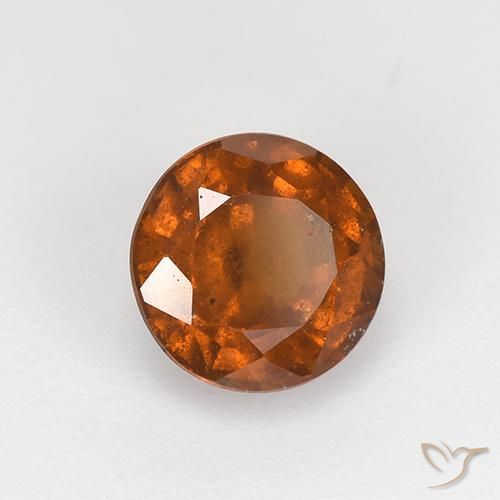 1.76 ct Orange Hessonite Garnet Stone, Natural Hessonite Garnet in Round Facet Shape for Sale