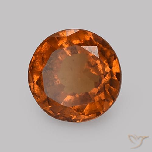 1.87 ct Orange Hessonite Garnet Stone, Natural Hessonite Garnet in Round Facet Shape for Sale